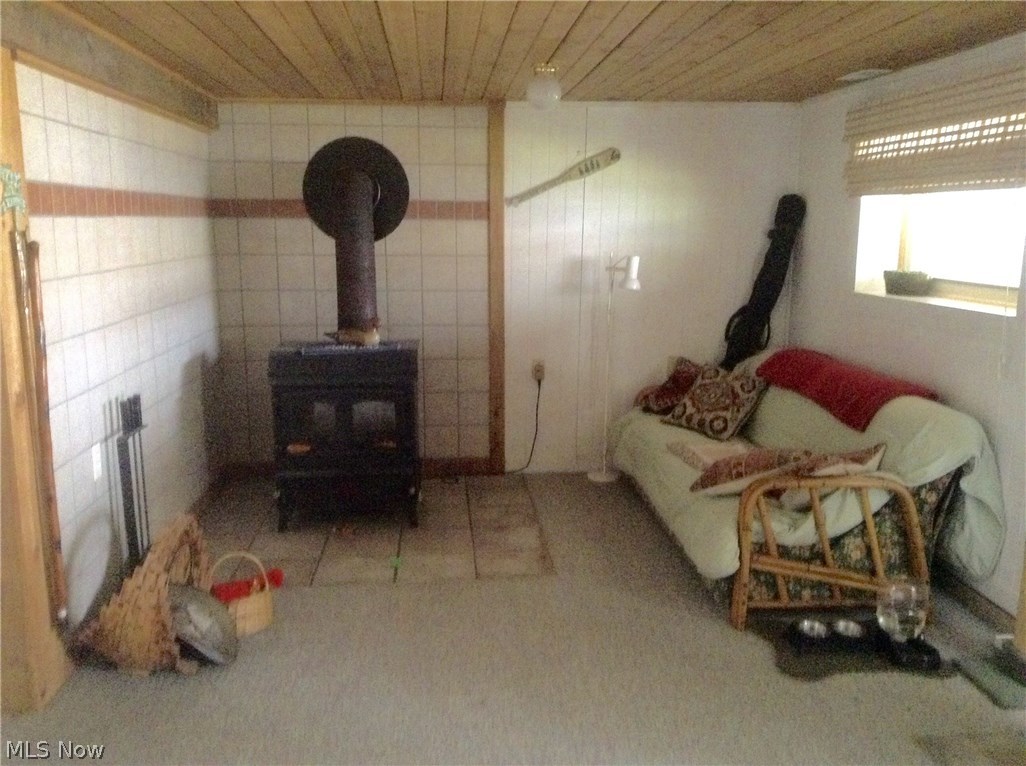 6580 Lakeview Road Hanoverton, OH 44423 - Photo 21 of 35 Lower level living area. Brunco stove surrounded by tile