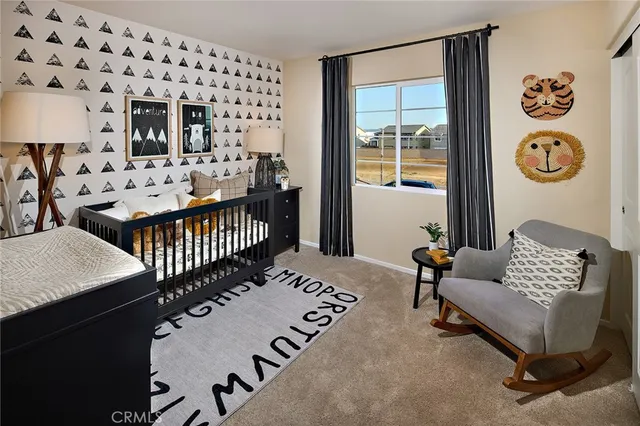 a bedroom with furniture and a window