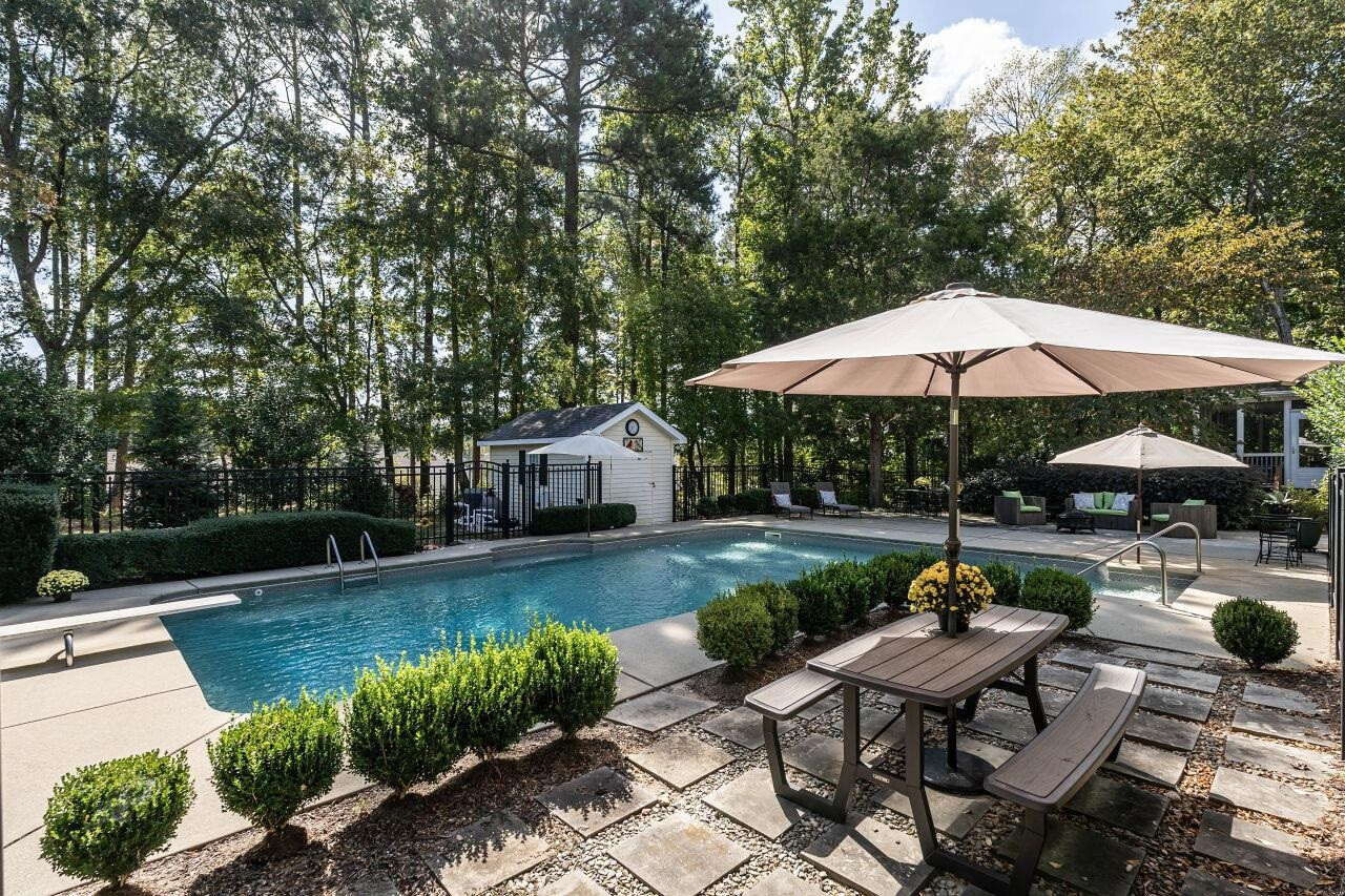 5924 Clearsprings Drive Wake Forest, NC 27587 - Photo 32 of 37 a view of backyard with outdoor seating and trees