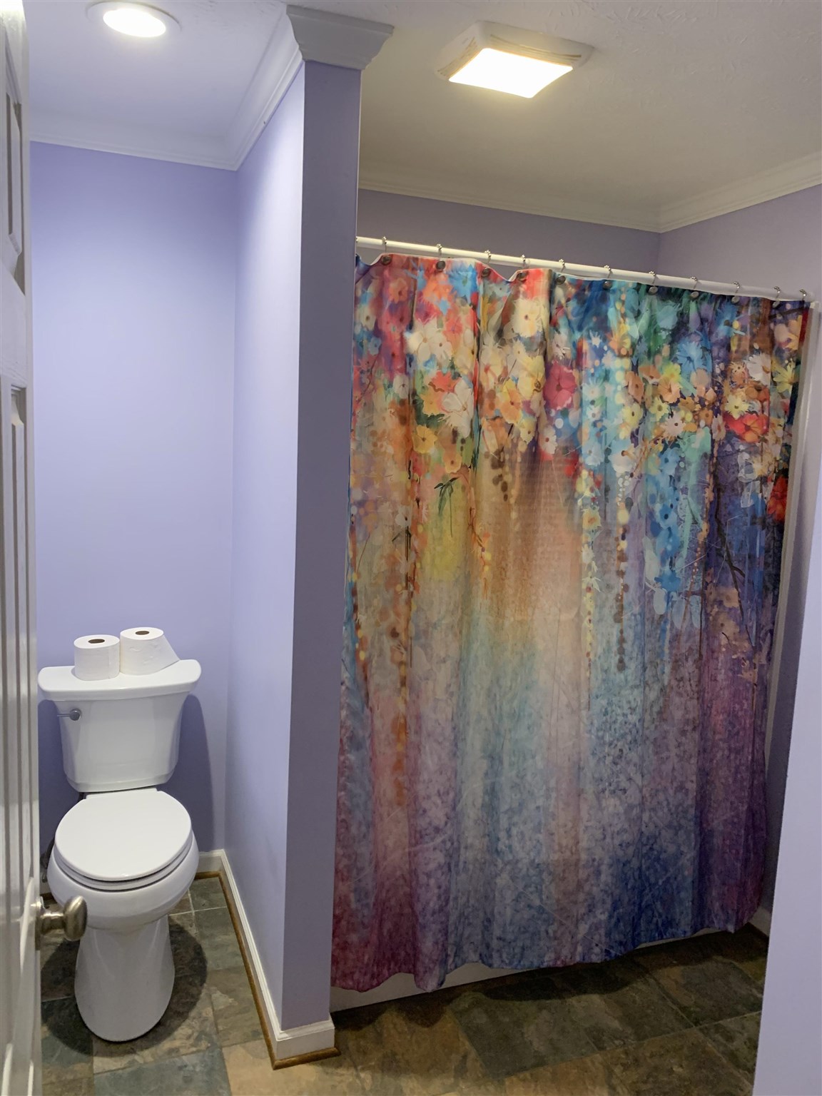 197 Kindig Road Waynesboro, VA 22980 - Photo 11 of 17 a bathroom with a toilet and a shower curtain