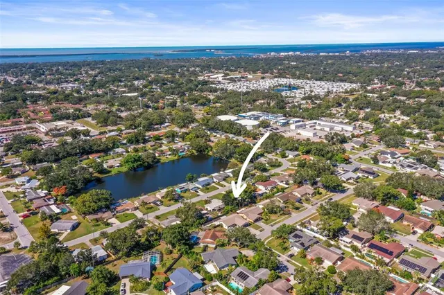 an aerial view of residential building with parking space