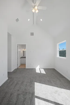 an empty room with windows