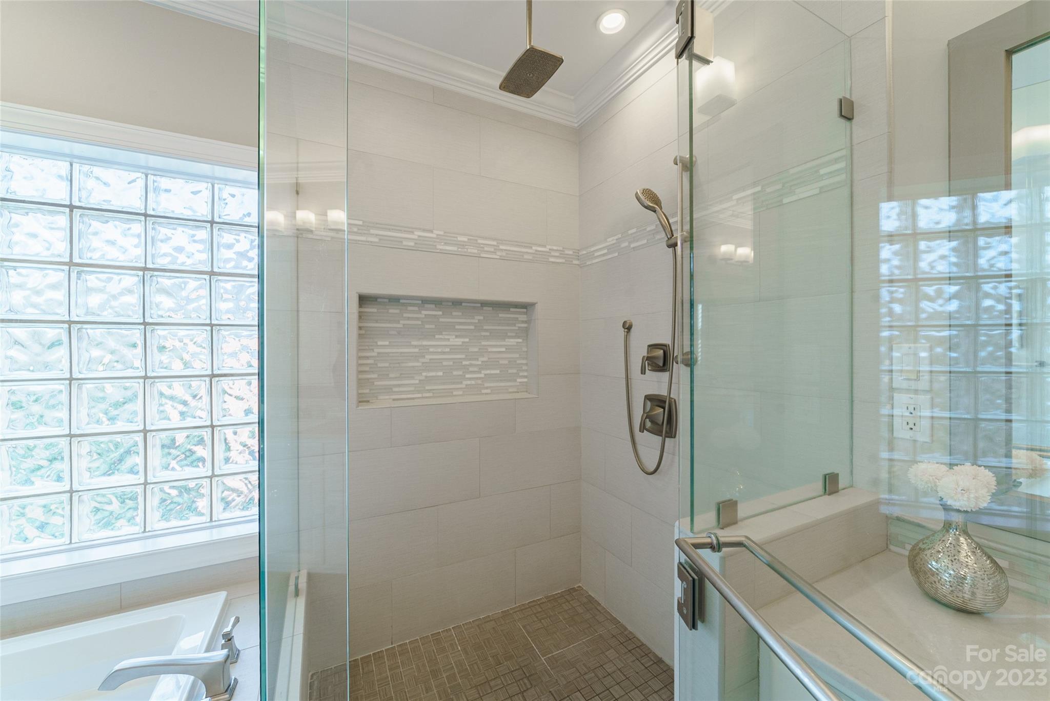 2134 Glade Hill Road Charlotte, NC 28270 - Photo 28 of 48 a bathroom with a granite countertop sink a shower and a mirror
