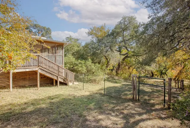a view of a yard with a tree