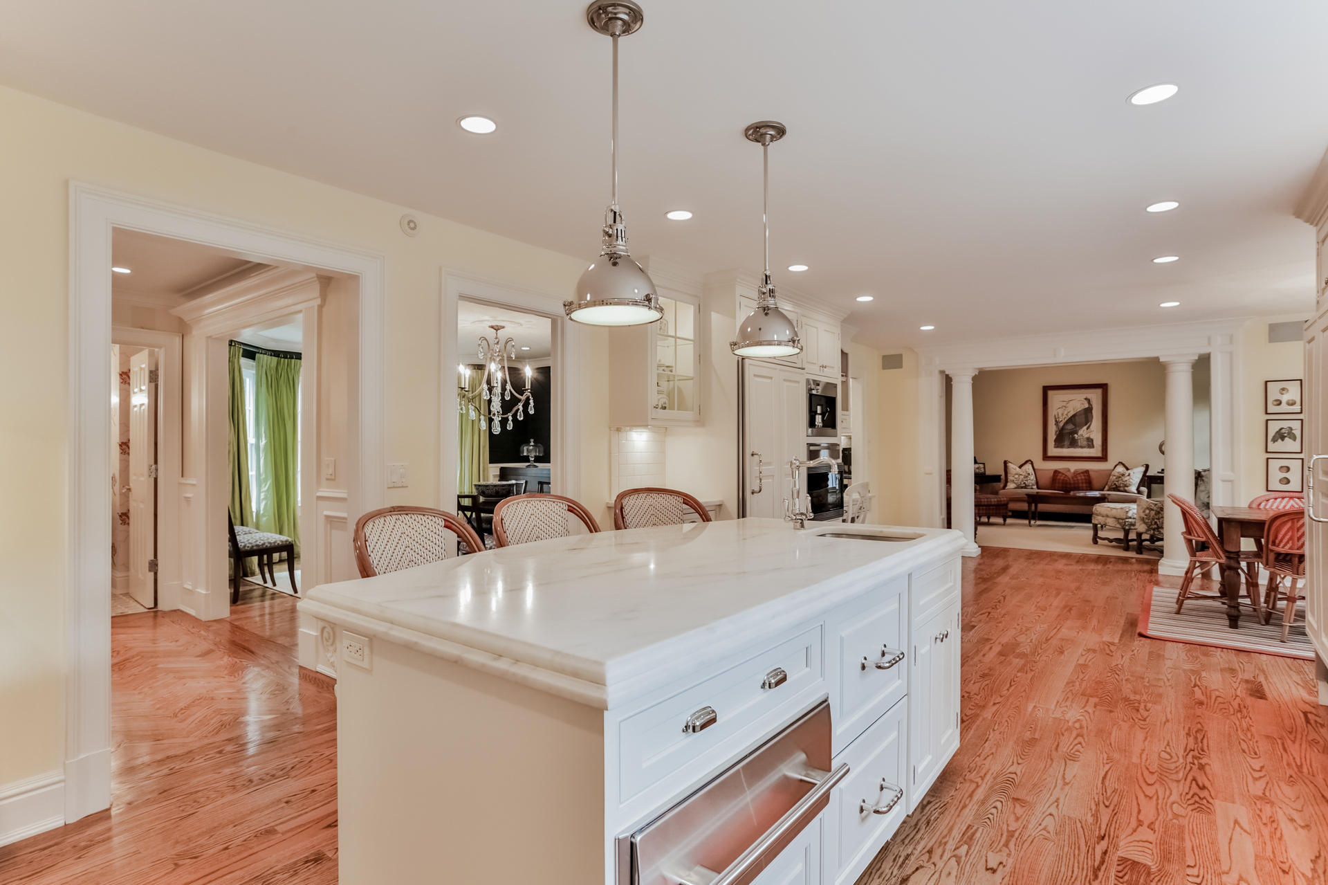 170 Brushy Ridge Road New Canaan, CT 06840 - Photo 19 of 56 a large kitchen with kitchen island a large island in it