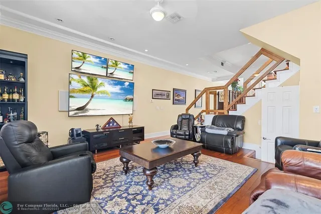 a bedroom with a large bed and a table