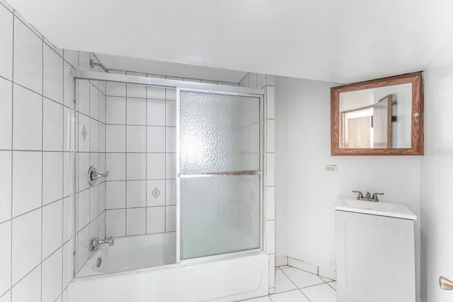 a bathroom with a bathtub