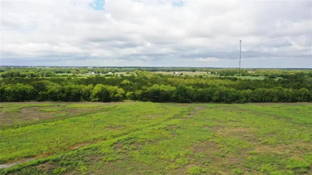 a view of a field with an ocean