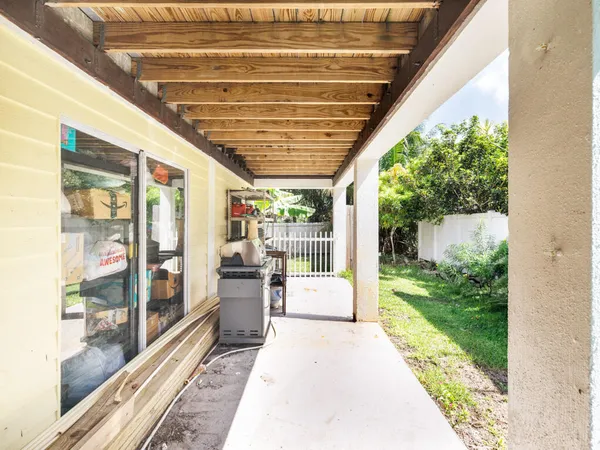 a view of porch with seating space