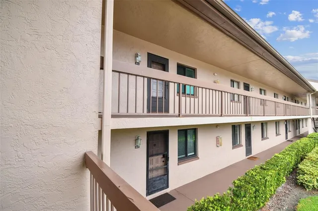 a front view of a building with balcony
