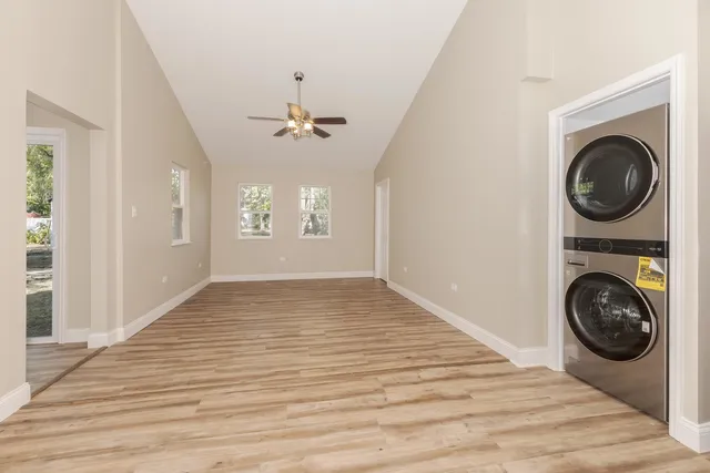 a view of a big room with washer and dryer