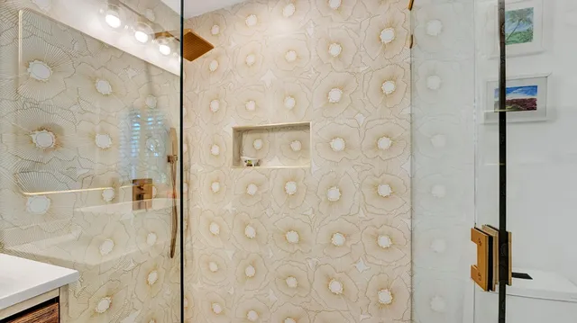a bathroom with a shower