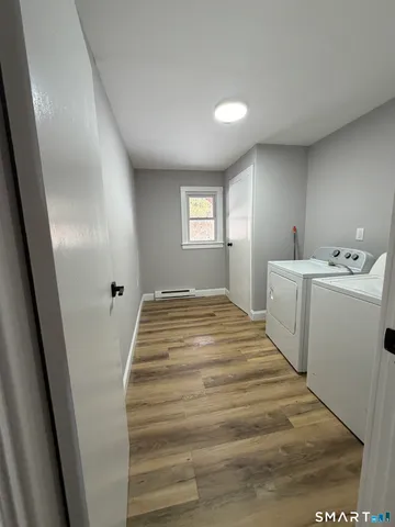 a room with a washer and dryer