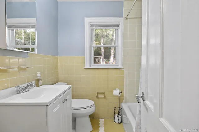 a bathroom with a sink a toilet and a window