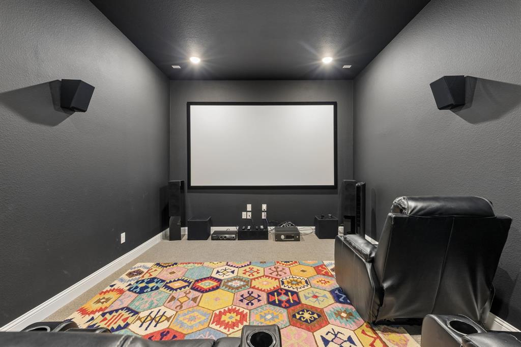 4933 Switchback Street Little Elm, TX 76227 - Photo 10 of 33 Fully equipped media room for your enjoyment, with 4 theatre recliners! Includes an Epsom projector, 120" screen and KEF 7.1 audio.