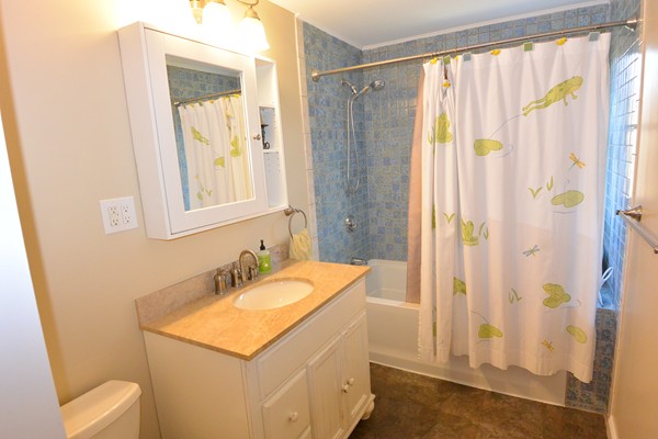 257 Neck Road Lancaster, MA 01523 - Photo 16 of 28 a bathroom with a sink a mirror and a shower curtain