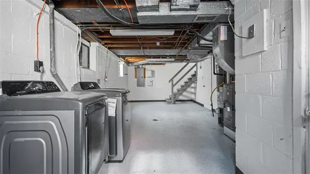 a view of a storage and utility room