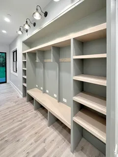 a bathroom with a sink and mirror