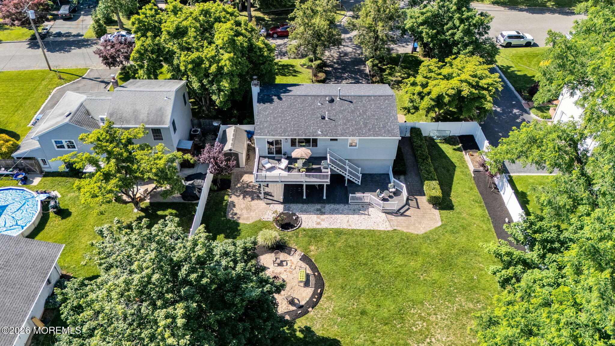 53 Field Avenue Red Bank, NJ 07701 - Photo 36 of 39 an aerial view of a house with swimming pool garden and patio