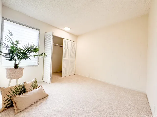 a living room with furniture and potted plant