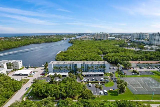 an aerial view of a house with a garden