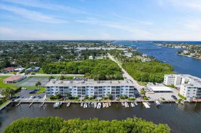 an aerial view of a house with a garden view