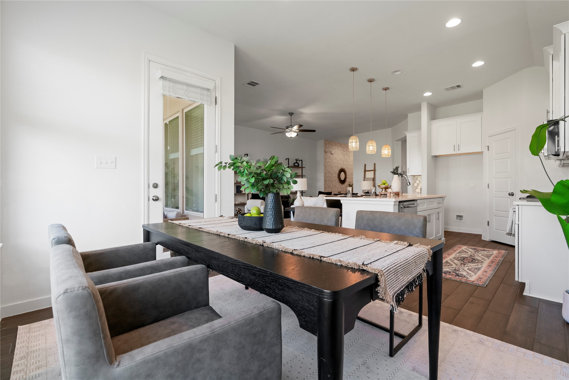 2021 Josiah Cove Leander, TX 78641 - Photo 16 of 35 Dining space featuring dark wood finished floors, recessed lighting, and a ceiling fan
