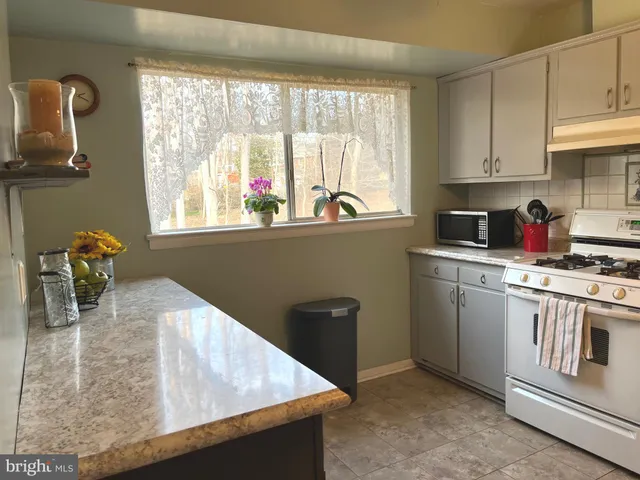a kitchen with stainless steel appliances kitchen island a stove a sink and a window