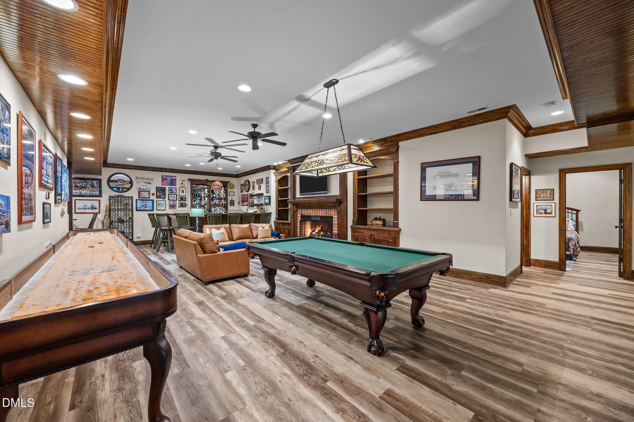 116 Carramore Lane Durham, NC 27705 - Photo 44 of 56 a living room with furniture pool table and wooden floor