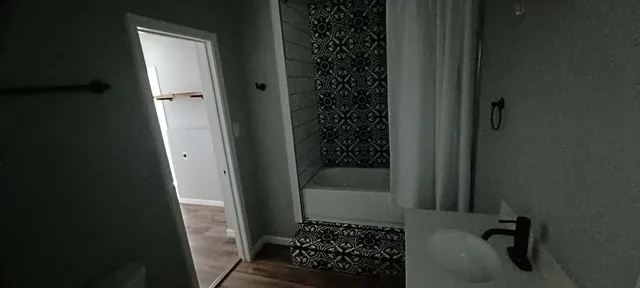 a bathroom with a sink