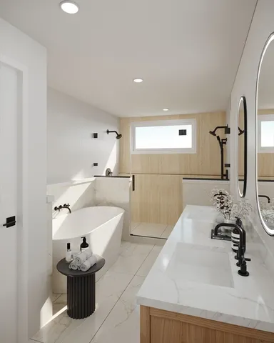 a bathroom with a sink and mirror