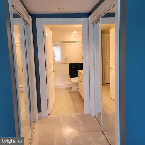 a view of a bathroom with a door