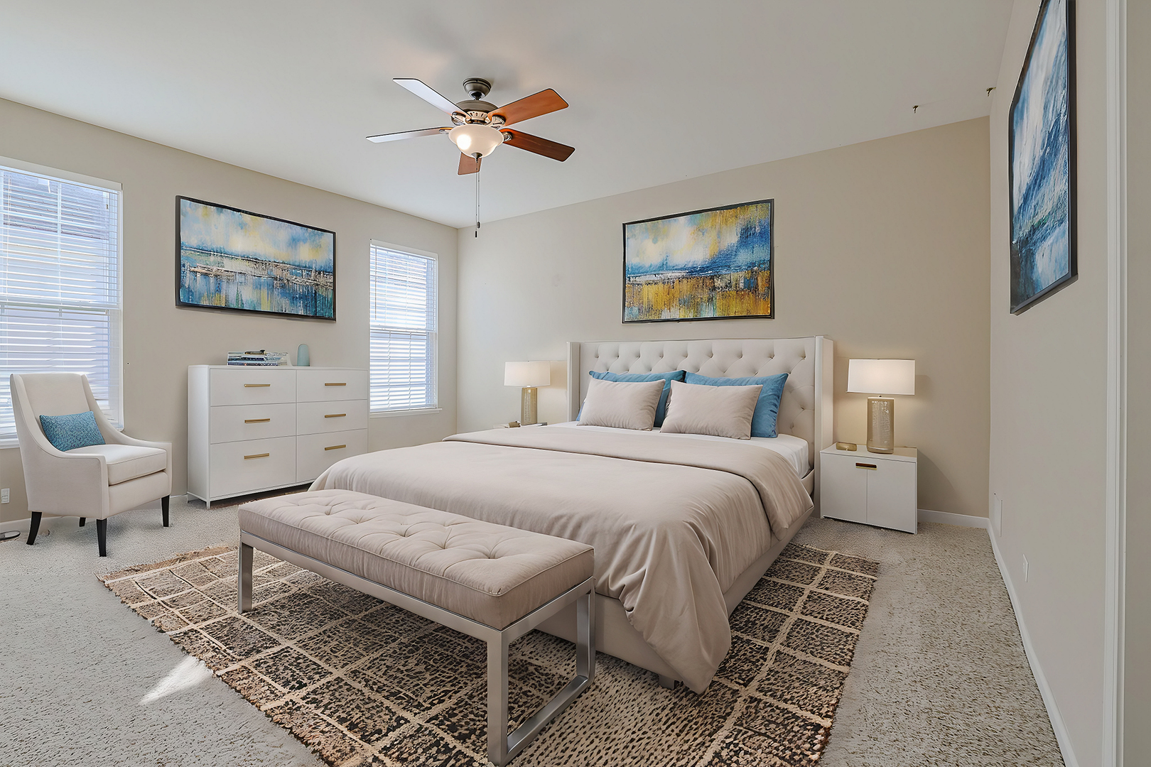 8800 Templeton Road Huntley, IL 60142 - Photo 17 of 31 a bedroom with a bed and a chandelier