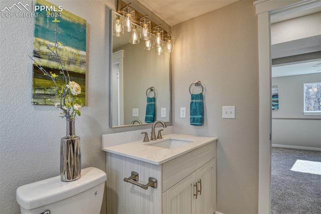 1913 Wooten Road Colorado Springs, CO 80915 - Photo 38 of 50 Bathroom featuring toilet and large vanity