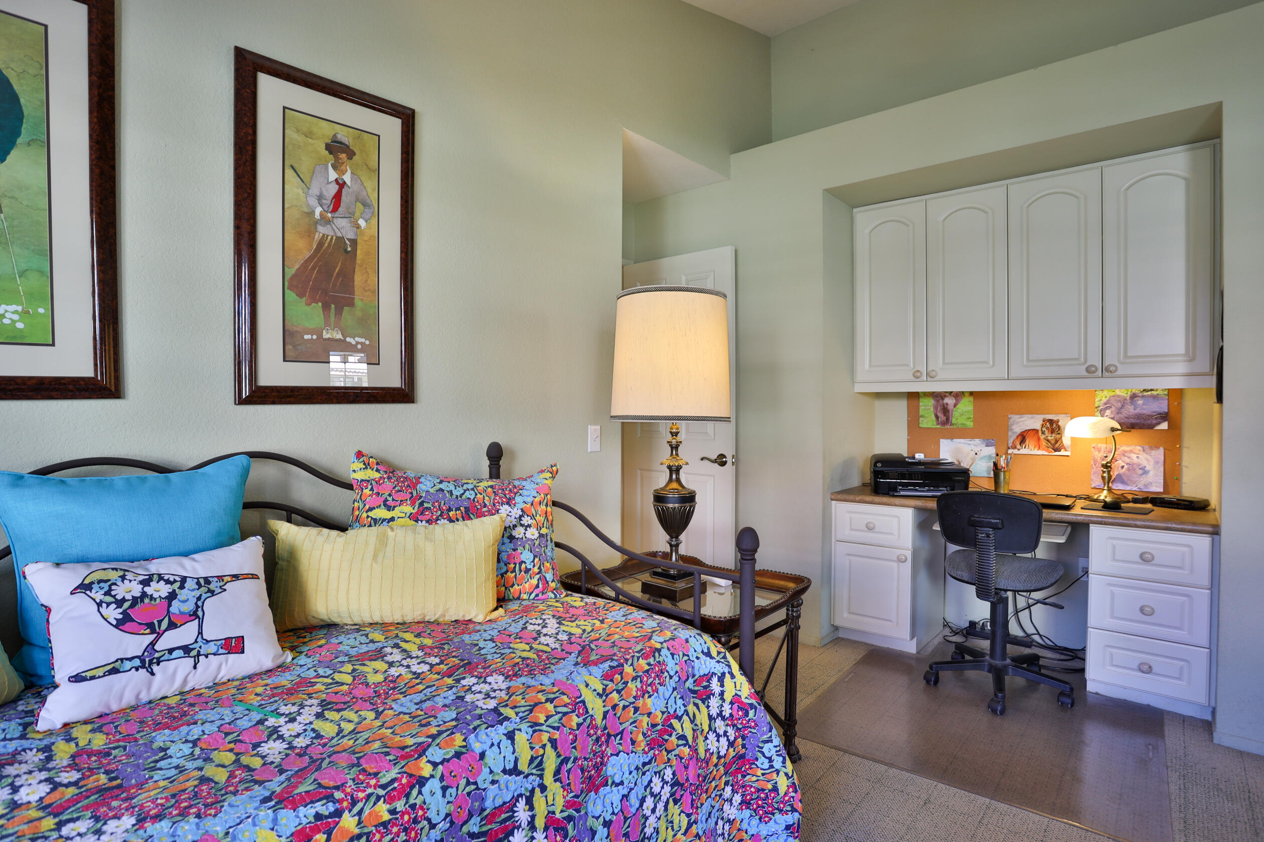 42895 Scirocco Road Palm Desert, CA 92211 - Photo 36 of 64 a bedroom with a bed and a workspace