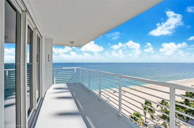 a view of balcony with ocean view