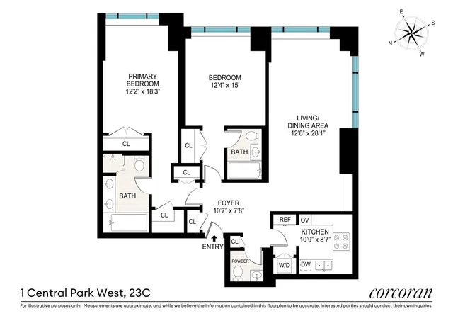 $5,150,000 | 1 Central Park West, Unit 23C | Upper West Side