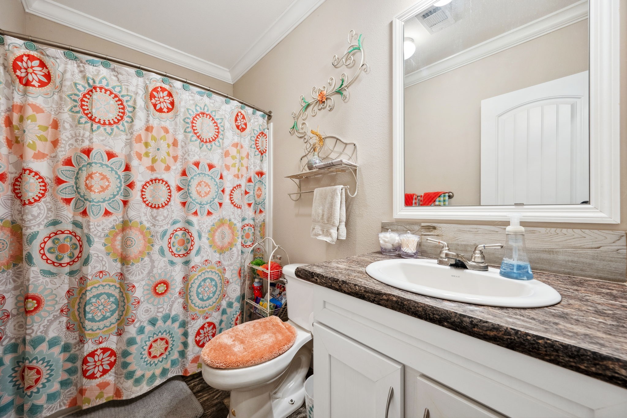 730 Coco Loop Point Blank, TX 77364 - Photo 18 of 42 a bathroom with a sink and a mirror