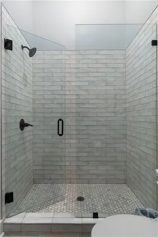 a bathroom with a shower