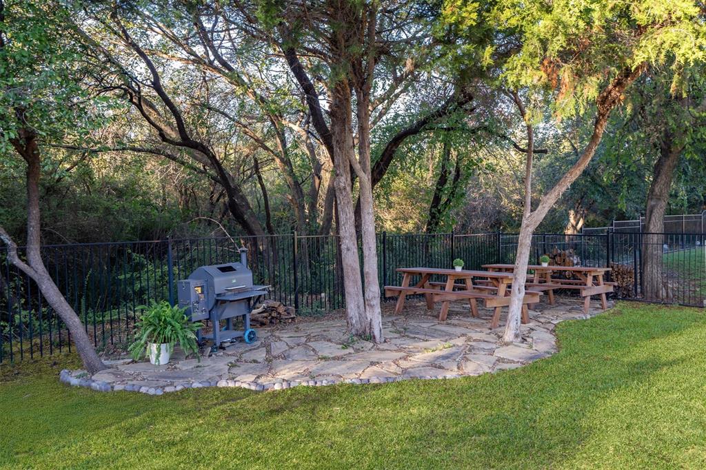 3328 Clubview Drive Denton, TX 76226 - Photo 36 of 40 A private backyard retreat with open greenspace, ideal for entertaining or play, and shaded by mature trees.