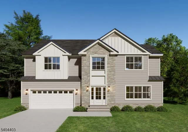 a house with green field in front of it