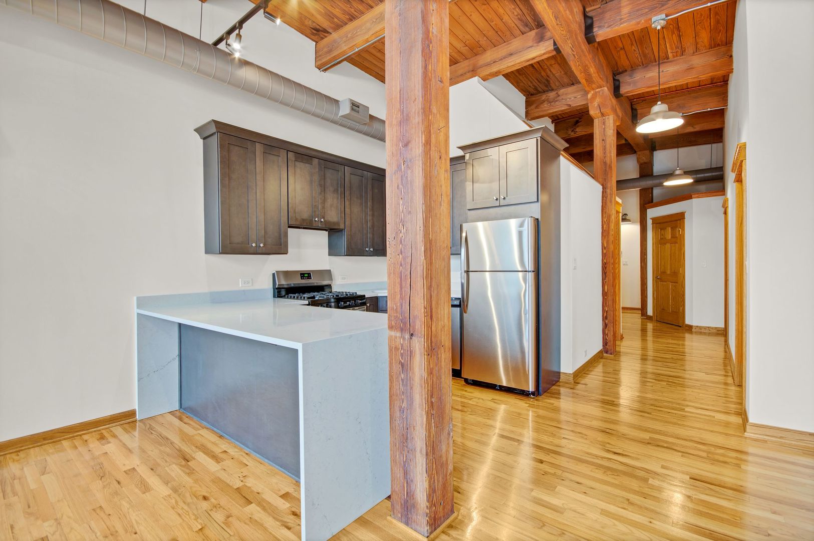 216 North May Street, Unit 403 Chicago, IL 60607 - Photo 2 of 18 a view of kitchen and living room
