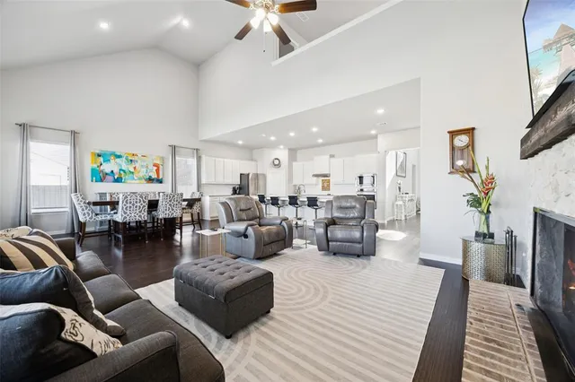 a living room with furniture and a couch