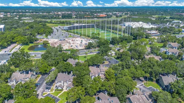 an aerial view of a house