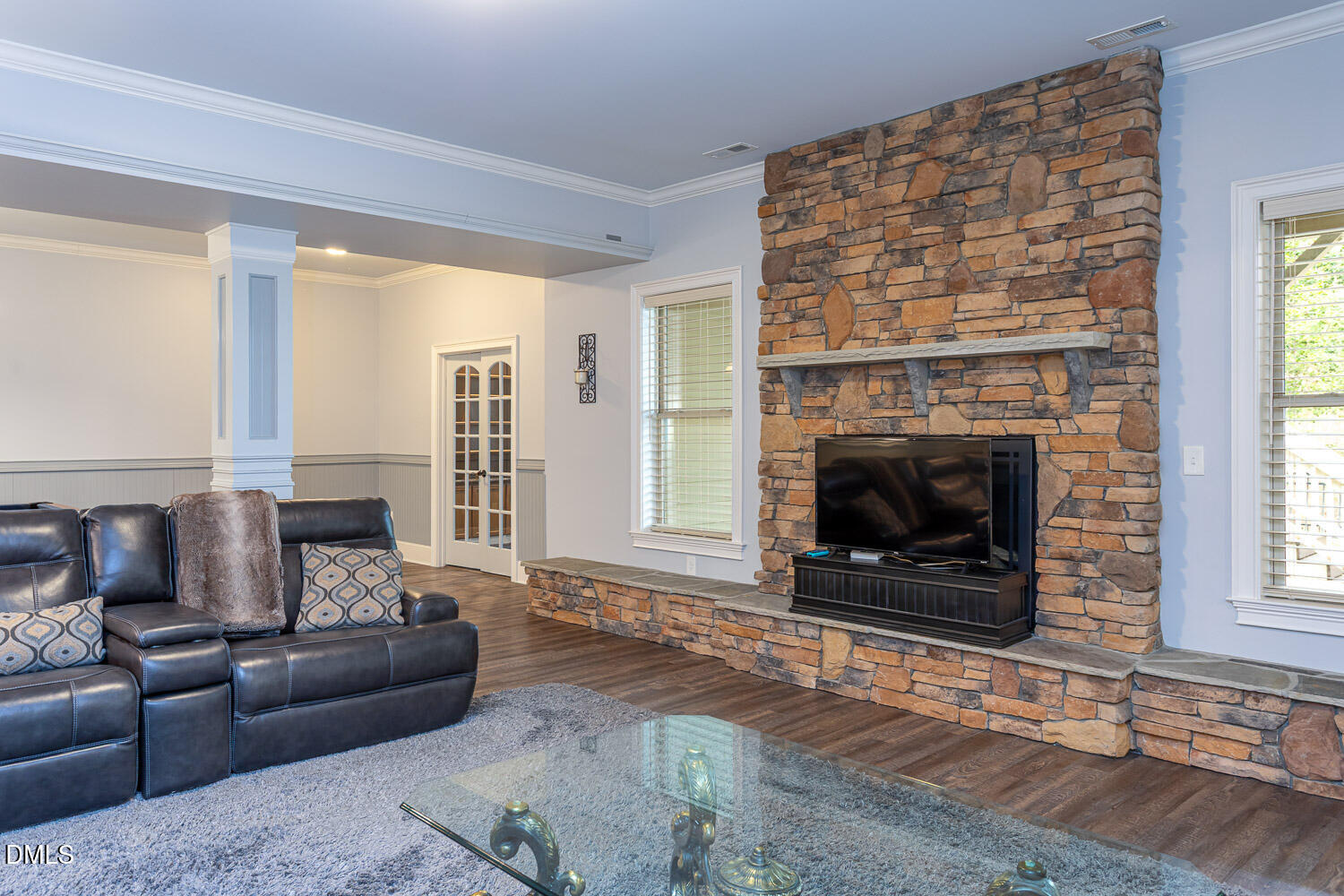 7312 Hasentree Way Wake Forest, NC 27587 - Photo 60 of 88 Basement Fireplace with wiring for TV