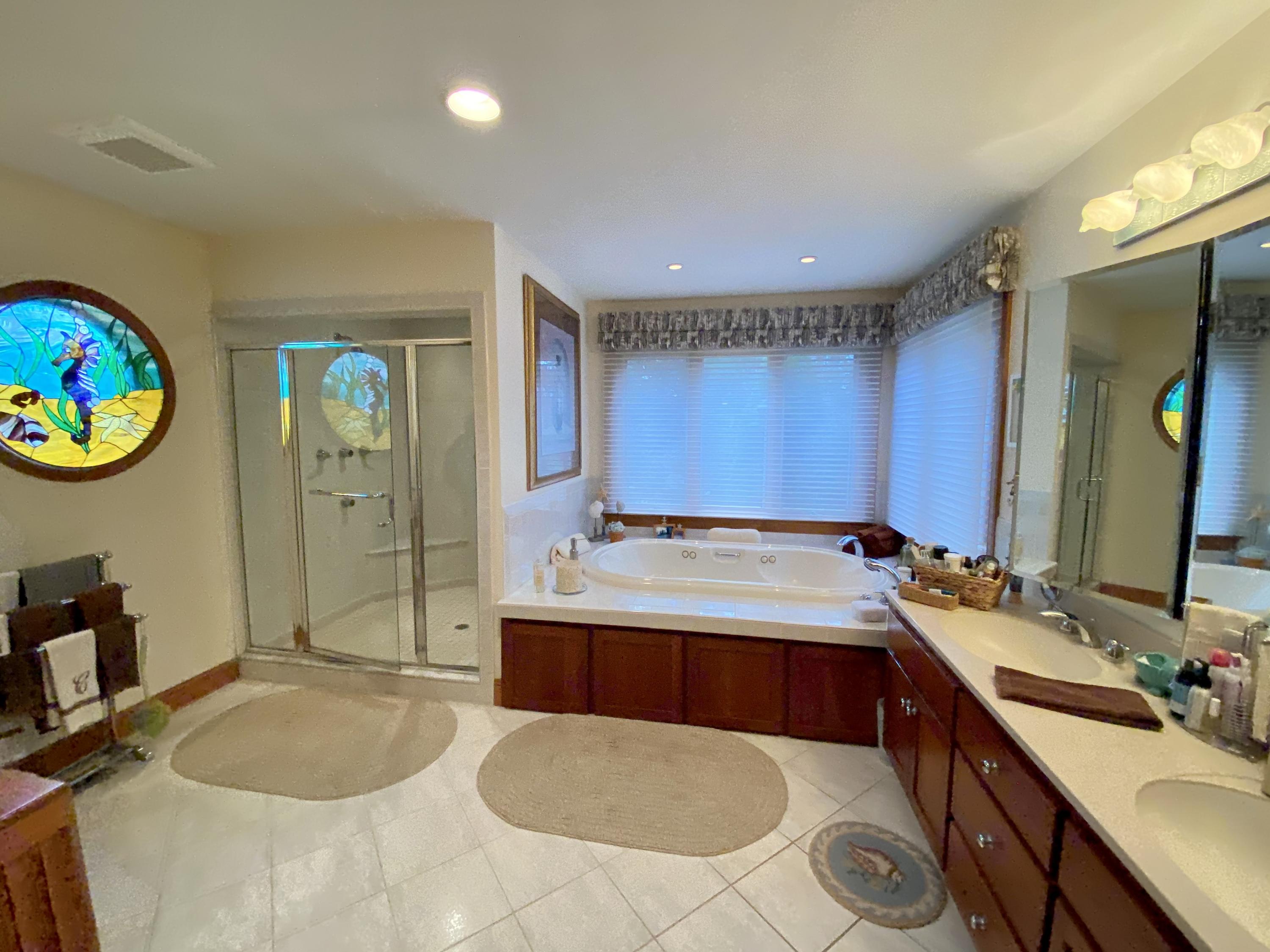 294 Cairn Ridge Road East Falmouth, MA 02536 - Photo 16 of 29 a bathroom with a tub a sink and a mirror