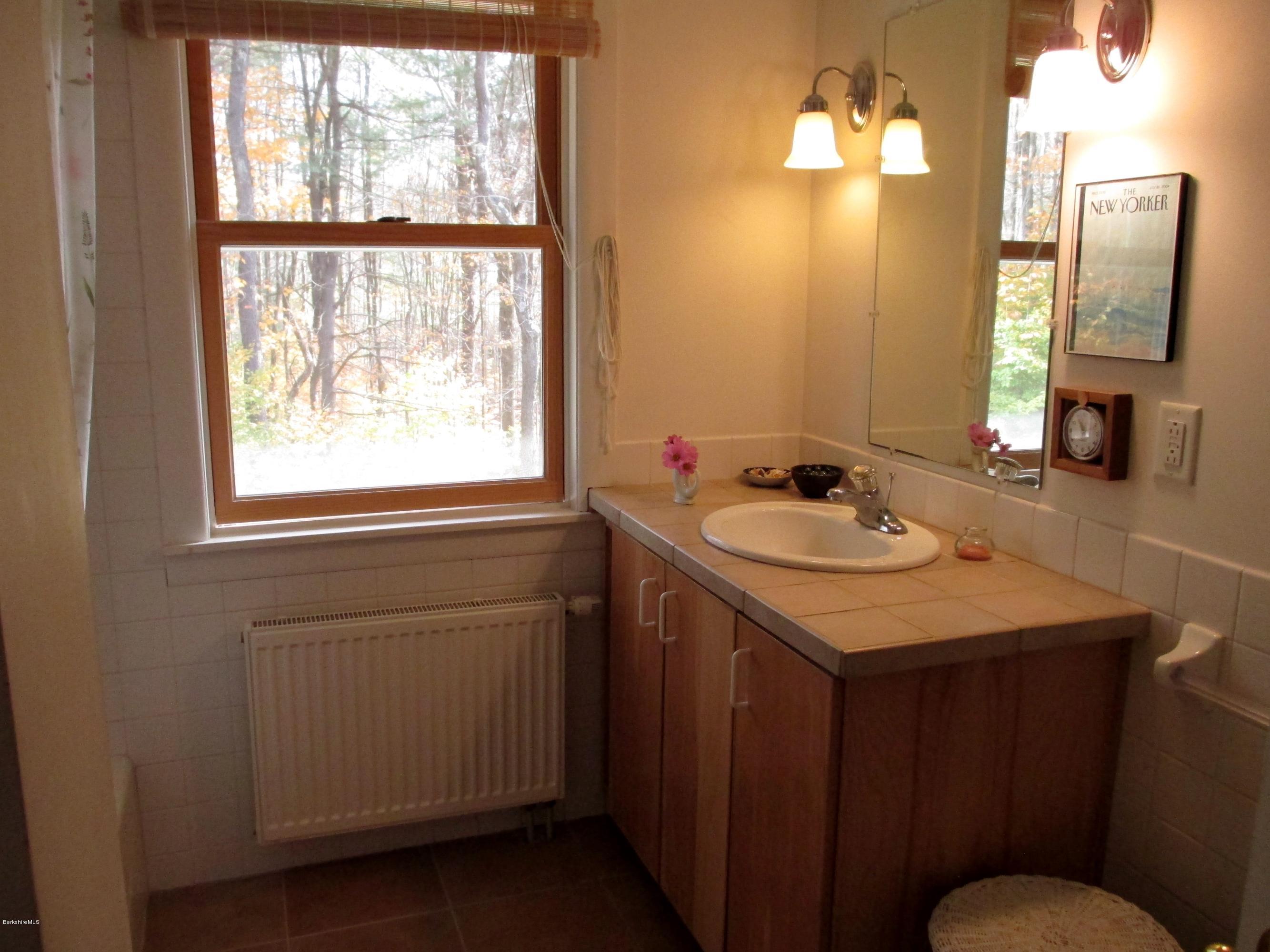 170 Leland Road Becket, MA 01223 - Photo 32 of 59 a bathroom with a sink vanity and a mirror