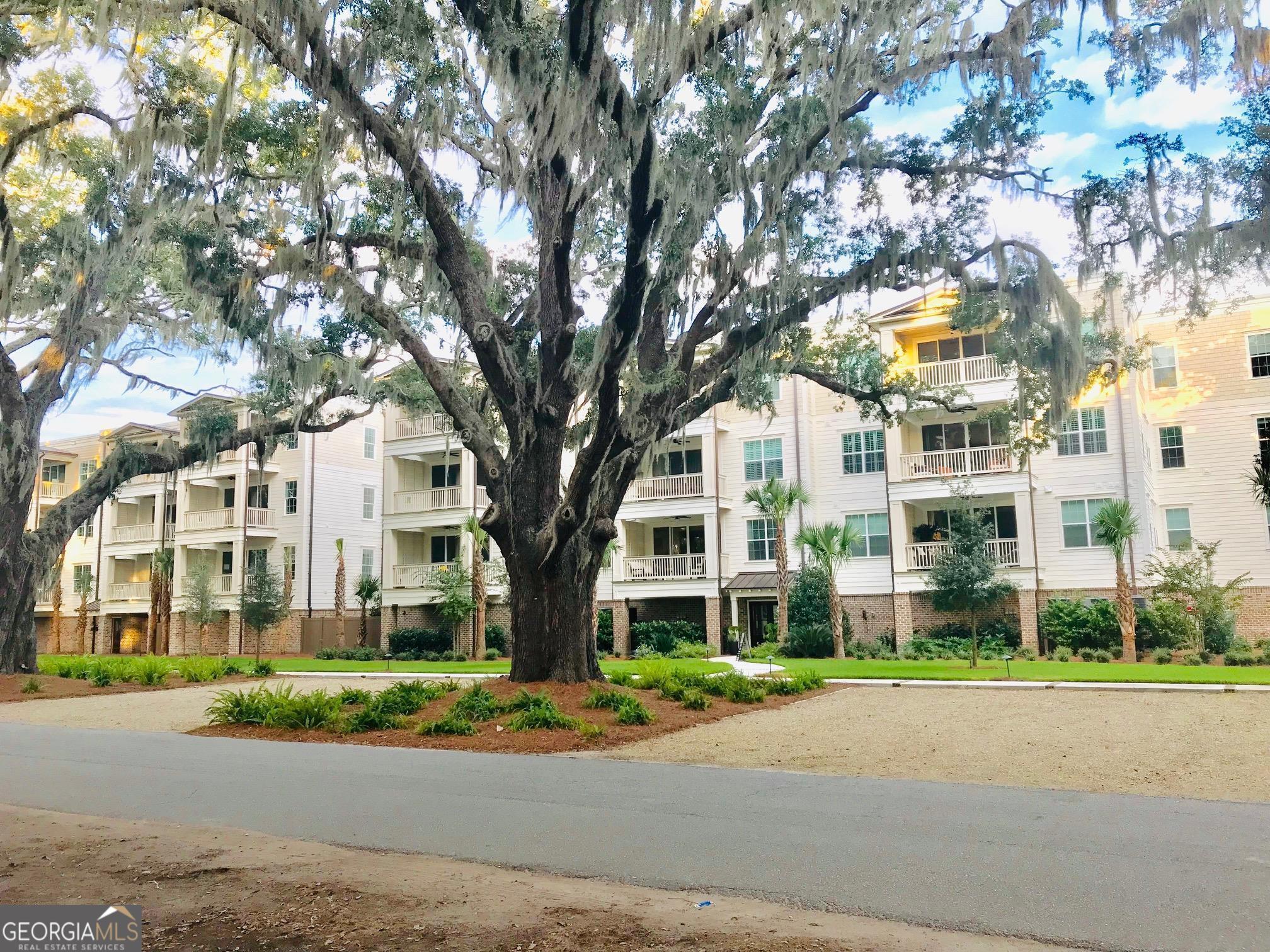a view of a building with a street