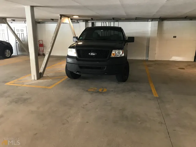 a car parked in a garage