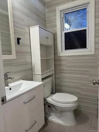 a bathroom with a toilet a sink and mirror